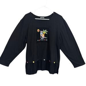 Handmade Cat Lady Embroidered Shirt Long Sleeve  Boho Teacher Cat Lover Normcore